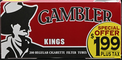 Gambler Cigarette Tubes Regular King Size PP 1.99 200ct Box